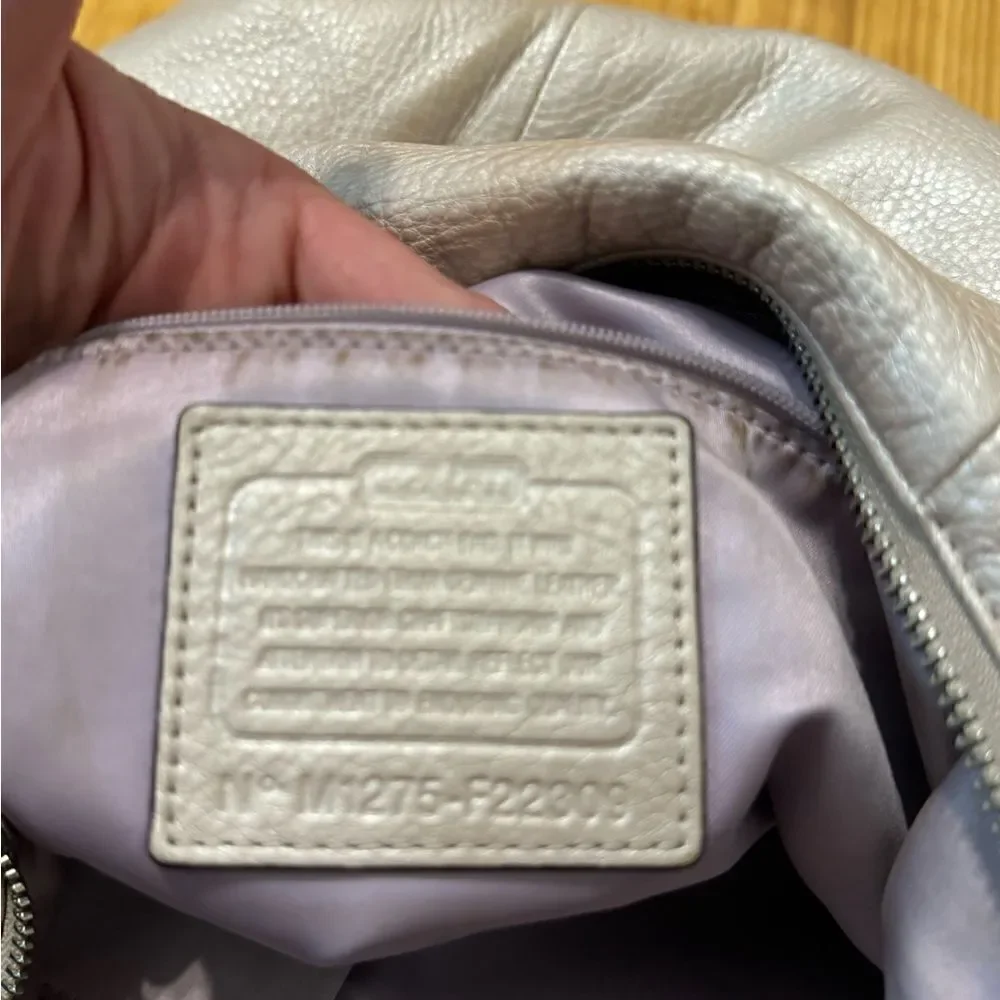 Coach Kristin Leather Large Hobo F22309 Champagne Silver Shoulder Handbag Purse